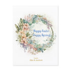 Happy Easter Happy Spring Sky Blue Floral Wreath