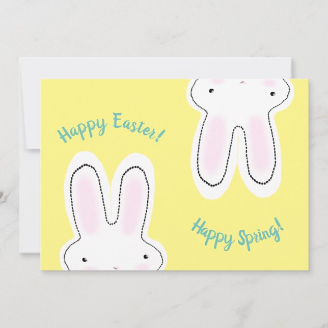 Happy Easter Happy Spring yellow cute bunny funny (Front)