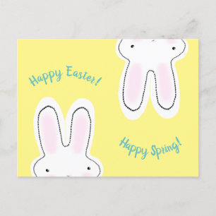 Happy Easter Happy Spring yellow cute bunny funny Postcard