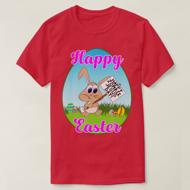 Happy Easter Happy Zombie Jesus Day Bunny Protesto T-Shirt (Design Front)