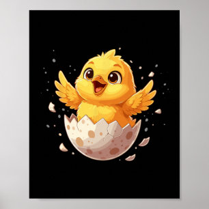 Happy Easter Hatching Chick Cute Spring Egg Poster