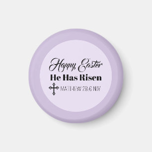 Happy Easter He Has Risen Bible Verse Light Purple Magnet