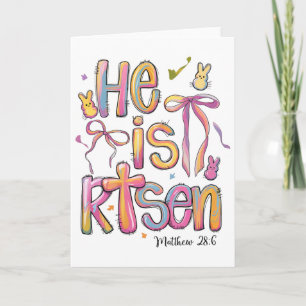 Happy Easter He Is Risen Bunny Jesus Christian Coq Card
