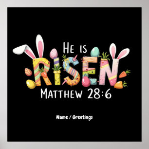 Happy Easter! He Is Risen Celebrate Jesus Christ Poster