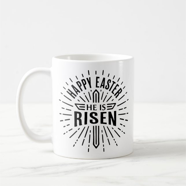 Happy Easter He is risen Coffee Mug (Left)