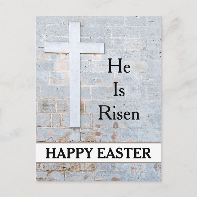 Happy Easter He is Risen Cross Church Service Holiday Postcard (Front)