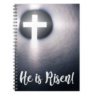 Happy Easter He Is Risen Cross Notebook