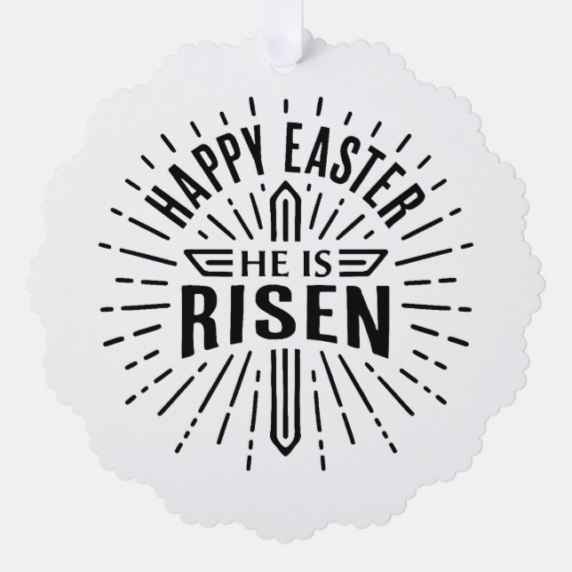 Happy Easter He is risen cross Tree Decoration Card (Front)
