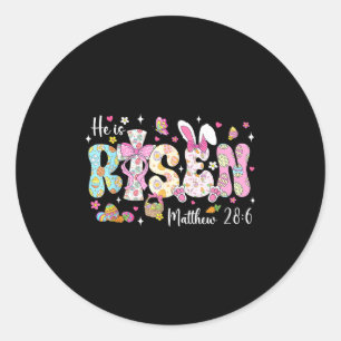 Happy Easter He Is Risen Matthew 28_6 Christian Bi Classic Round Sticker