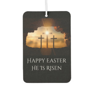 Happy Easter He is Risen Three Crosses Car Air Freshener
