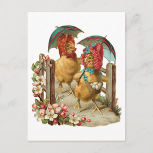 Happy Easter Hens Vintage Holiday Postcard