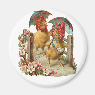 Happy Easter Hens Vintage Magnet