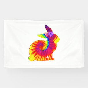 Happy Easter Hippie Bunny Rabbit Tie Dye Banner