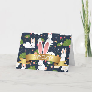Happy Easter Holiday Bunny Floral Holiday Cards