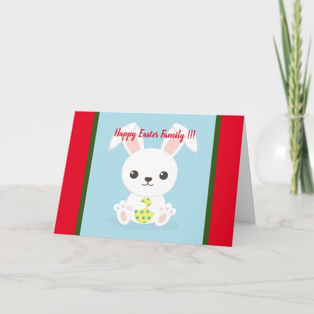 Happy Easter Holiday Bunny Floral Holiday Cards (Front)