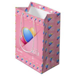 Happy Easter Holiday Bunny Floral Medium Gift Bag
