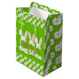 Happy Easter Holiday Bunny Floral Medium Gift Bag