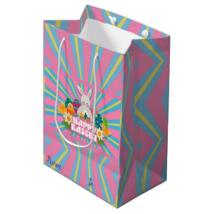 Happy Easter Holiday Bunny Floral Medium Gift Bag