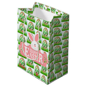 Happy Easter Holiday Bunny Floral Medium Gift Bag
