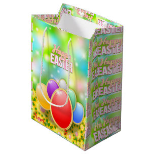 Happy Easter Holiday Bunny Floral Medium Gift Bag