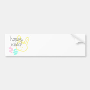 happy easter holiday pastel eggs bunny bumper sticker