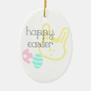 happy easter holiday pastel eggs bunny ceramic tree decoration