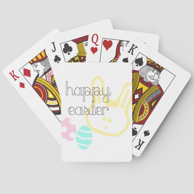 happy easter holiday pastel eggs bunny playing cards (Back)