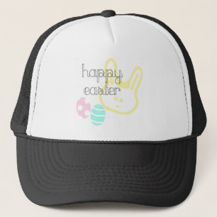 happy easter holiday pastel eggs bunny trucker hat