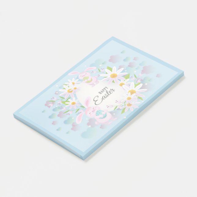 Happy Easter Holiday Trendy Bunny Floral Post-it Notes (Angled)