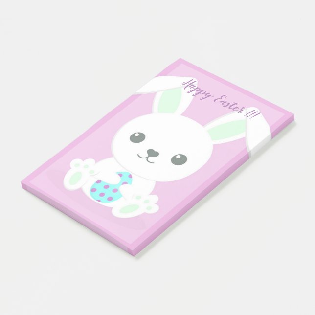Happy Easter Holiday Trendy Bunny Floral Post-it Notes (Angled)
