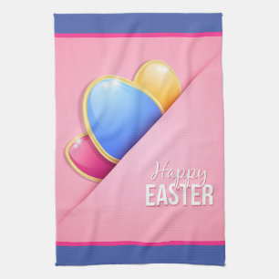 Happy Easter Holiday Trendy Bunny Floral Tea Towel