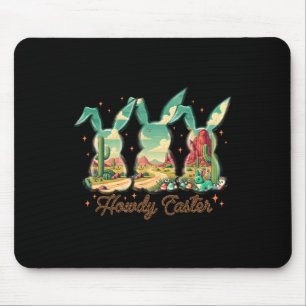 Happy Easter Howdy Easter Egg Bunny Rabbit Cowgirl Mouse Mat
