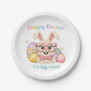 Happy Easter I'm Egg-cited Bunny  Paper Plate