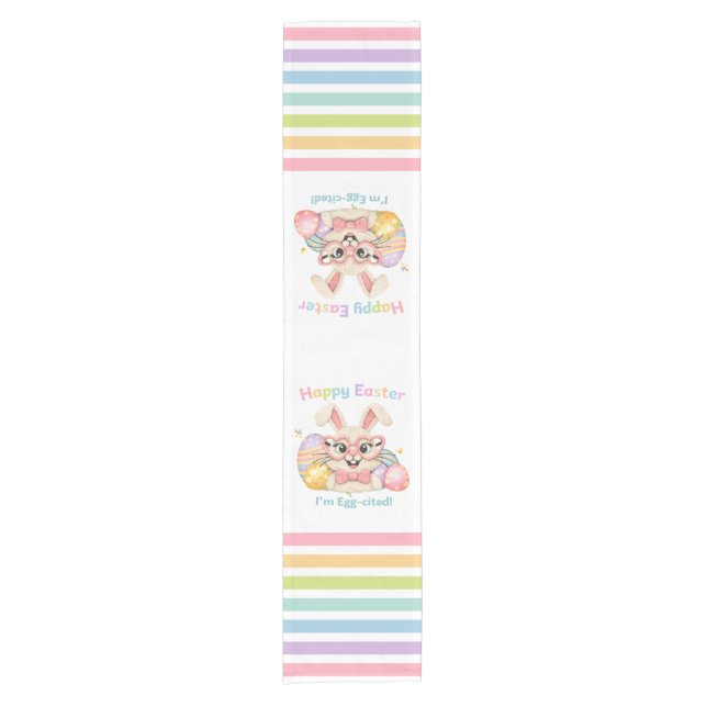 Happy Easter I'm Egg-cited Bunny  Short Table Runner (Front)