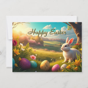 Happy Easter in a Spring Landscape