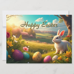 Happy Easter in a Spring Landscape