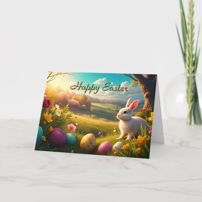 Happy Easter in a Spring Landscape Card (Front)