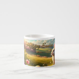 Happy Easter in a Spring Landscape Espresso Cup