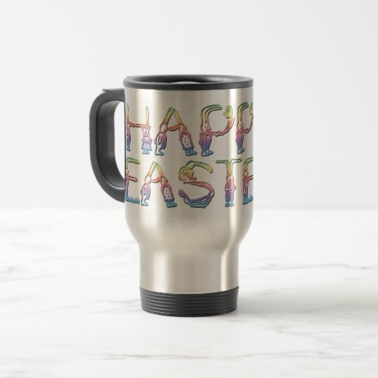 Happy Easter in rabbit letters Travel/Commuter Mug