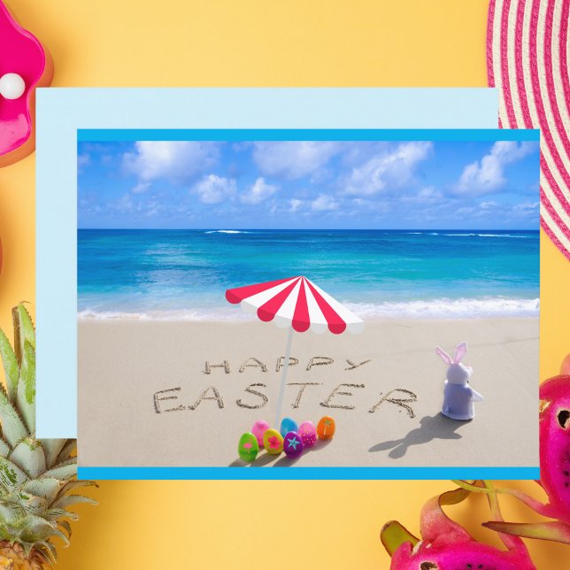 Happy Easter in the Sand Coastal Tropical Beach Postcard (Creator Uploaded)