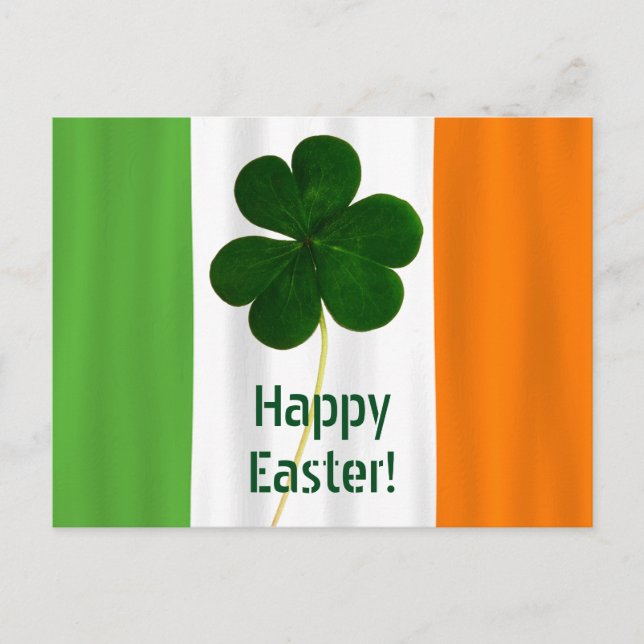 Happy Easter Irish Flag Colours Shamrock Ireland Holiday Postcard (Front)