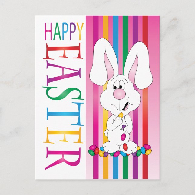 Happy Easter Jelly Bean Bunny Holiday Postcard (Front)