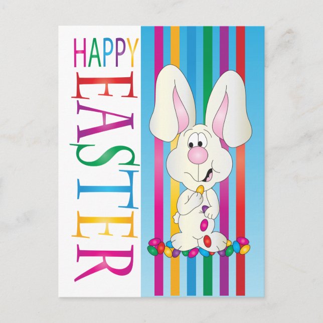 Happy Easter Jelly Bean Bunny Holiday Postcard (Front)