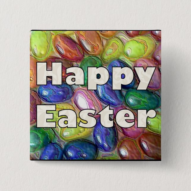 Happy Easter Jelly Beans 15 Cm Square Badge (Front)
