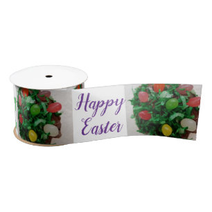 Happy Easter Jelly Candy Beans 3 INCH Satin Ribbon