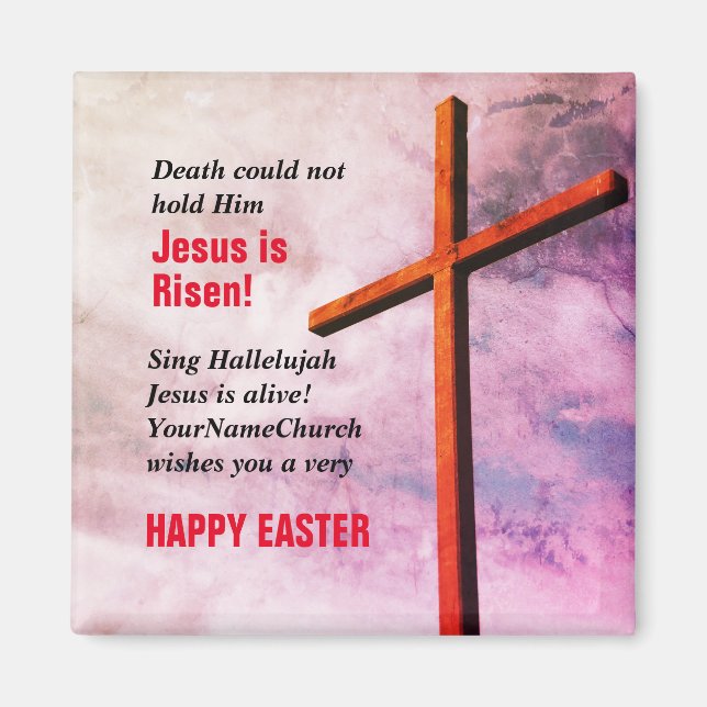 HAPPY EASTER | Jesus is Risen CHURCH Magnet (Front)