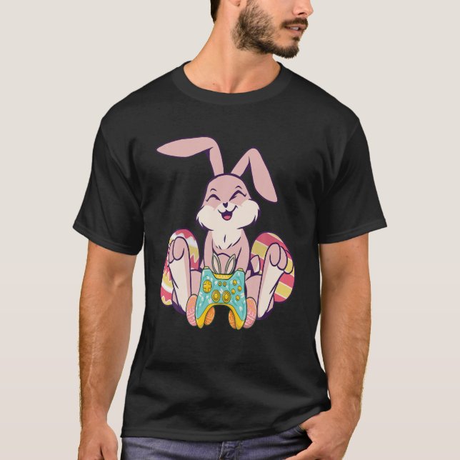Happy Easter Joystick Bunny Ear Funny Gaming Kids T-Shirt (Front)