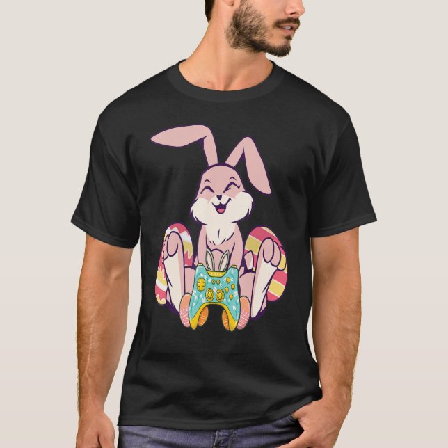Happy Easter Joystick Bunny Ear  Gaming Kids Boys  T-Shirt (Front)