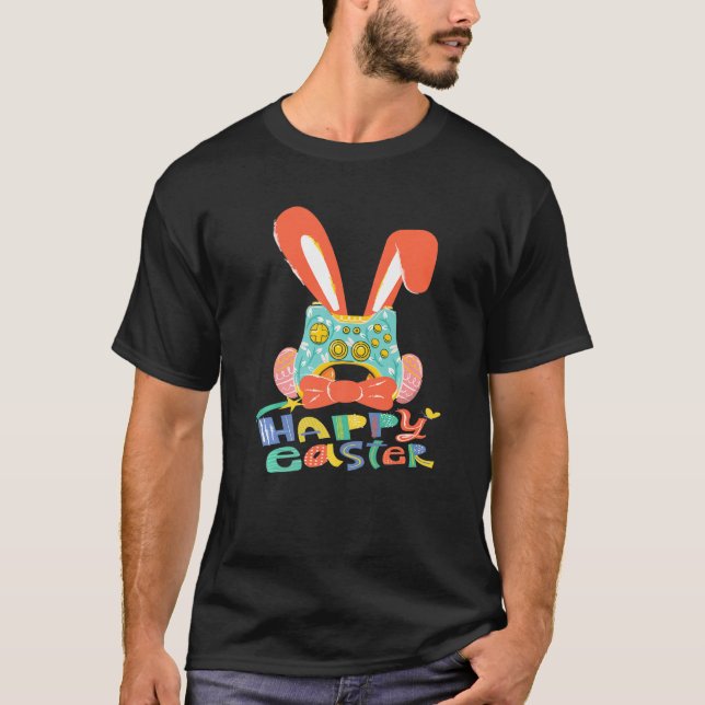 Happy Easter Joystick Bunny Tie Funny Gaming Kids  T-Shirt (Front)