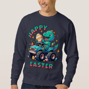 Happy Easter Kawaii Baby Dinosaur Monster Truck Sweatshirt